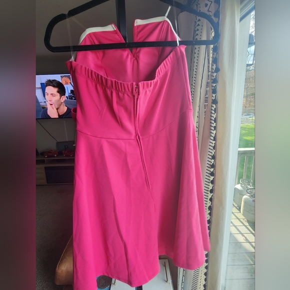 Row A Pink Strapless Women's Tie Waist Fit & Flare Women's Mini Dress| SIZE MED - Picture 12 of 16